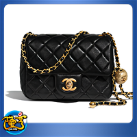 CHANEL 經典雙C LOGO小羊皮Mini Coco金球包.黑